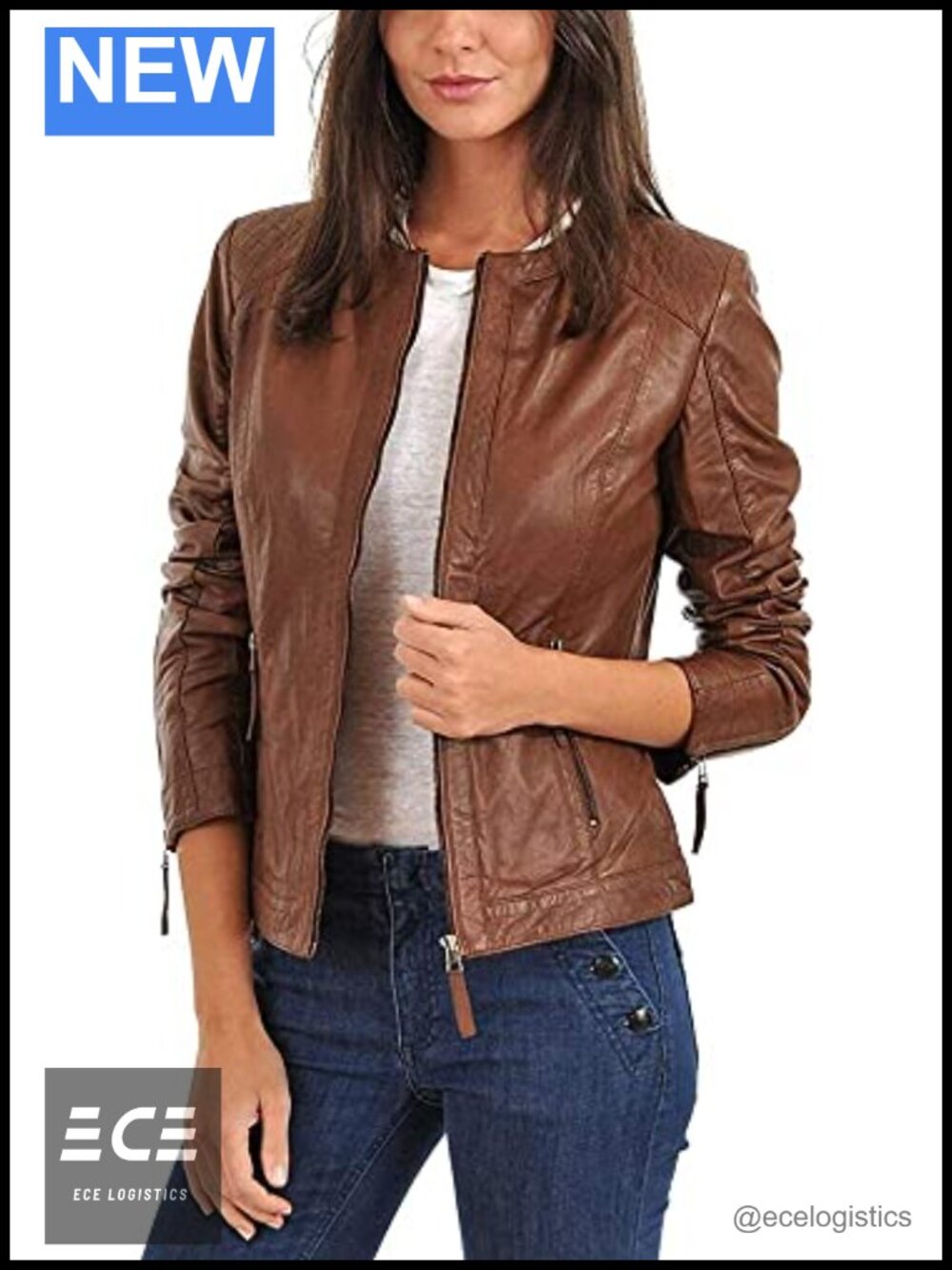 Women's Lambskin Leather Jacket Vintage Motorcycle Biker Moto Coat